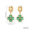 TZ013 Lucky Flower Stainless Steel Jewelry 18K Gold Plated Green CZ Necklace Bracelet Earrings Set Non Tarnish