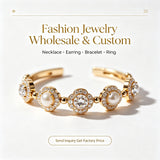 TZ013 Lucky Flower Stainless Steel Jewelry 18K Gold Plated Green CZ Necklace Bracelet Earrings Set Non Tarnish